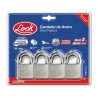 Candado acero corto llave estándar 4 pzs cromo satinado Lock