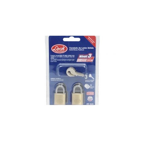 Candado para cortina de latón llave estándar 2 pzs 20mm Lock
