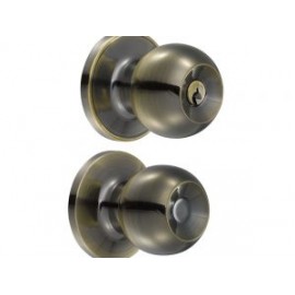 Cerradura de pomo (bola) para baño, latón antiguo Lock
