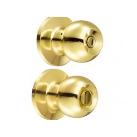 Cerradura de pomo (bola) para baño, latón brillante Lock