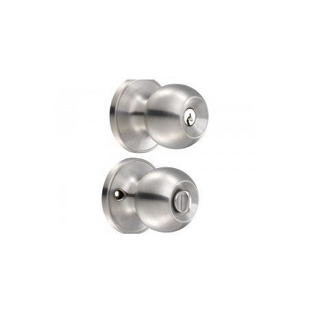 Cerradura de pomo (bola) para recámara, acero inox.  Lock