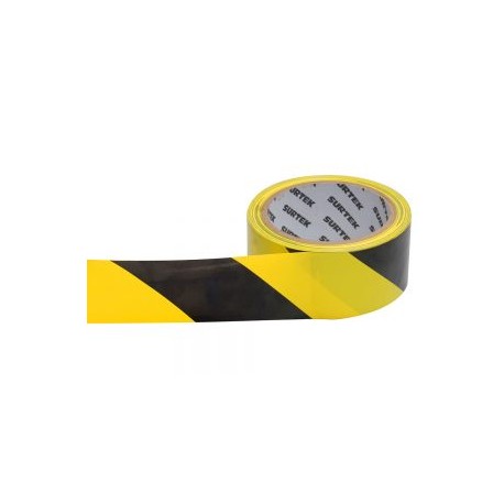 Cinta de señalización amarillo y negro 18 mt Surtek