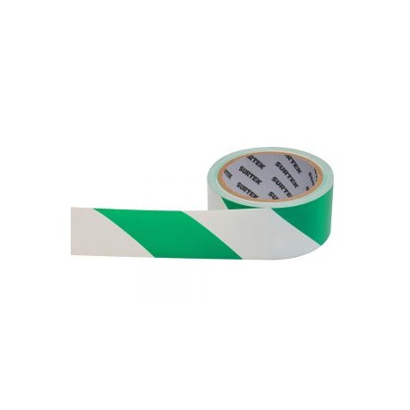 Cinta de señalización verde y blanco 18 mt Surtek