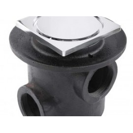Coladera base ancha tres bocas con rejilla cuadrada inox