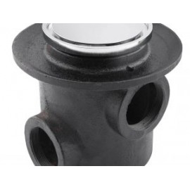 Coladera base ancha tres bocas con rejilla redonda inox