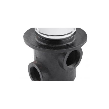 Coladera base ancha tres bocas con rejilla redonda inox