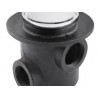 Coladera base ancha tres bocas con rejilla redonda inox