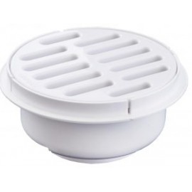 Coladera plástica redonda con salida universal y rejilla blanca