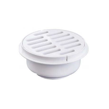 Coladera plástica redonda con salida universal y rejilla blanca