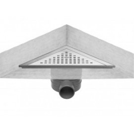 Coladera triangular con cubierta de acero inoxidable para esquina