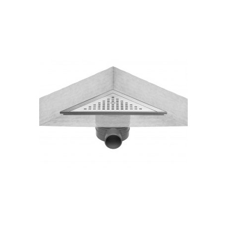 Coladera triangular con cubierta de acero inoxidable para esquina