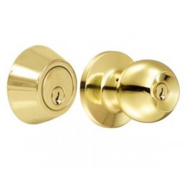 Combo pomo bola y cerrojo sencillo, latón brillante Lock
