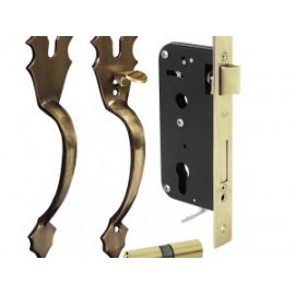 Conjunto Classic llave de puntos latón antiguo Lock