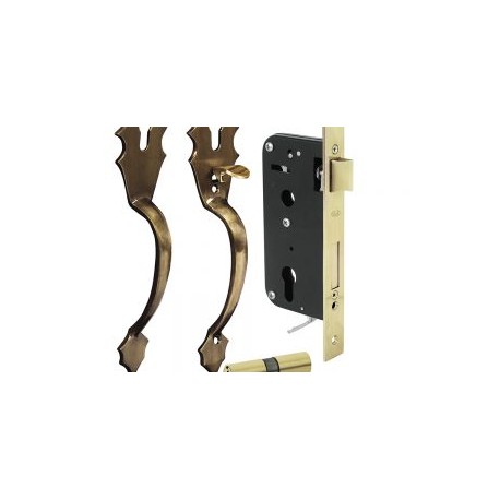 Conjunto Classic llave de puntos latón antiguo Lock