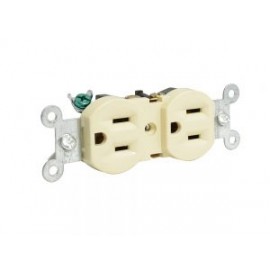Contacto dúplex tapa marfil base negra 15A 127V Surtek